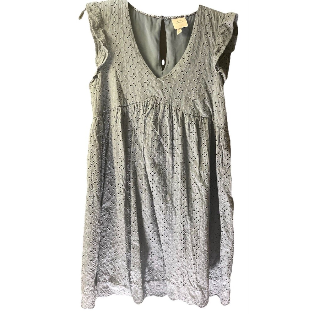 KNOX ROSE Embroidered Eyelet Babydoll Blue Boho ruffle Woman’s S EASTER DRESS